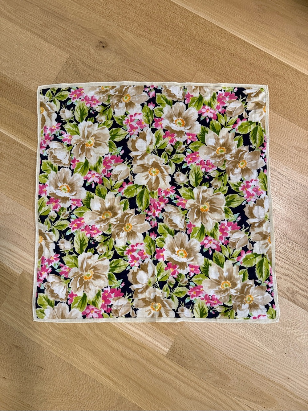 Vintage Givenchy Scarf 19x19 Floral Navy